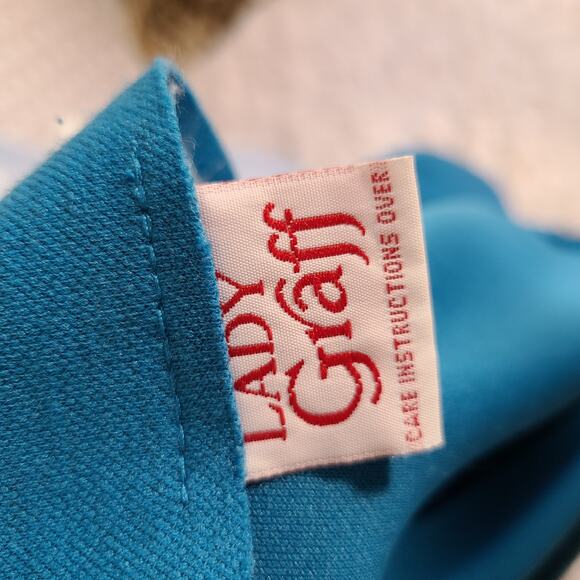 Vintage 90s Lady graff blue open front embroidered tight knit cardigan size xl - Picture 8 of 9